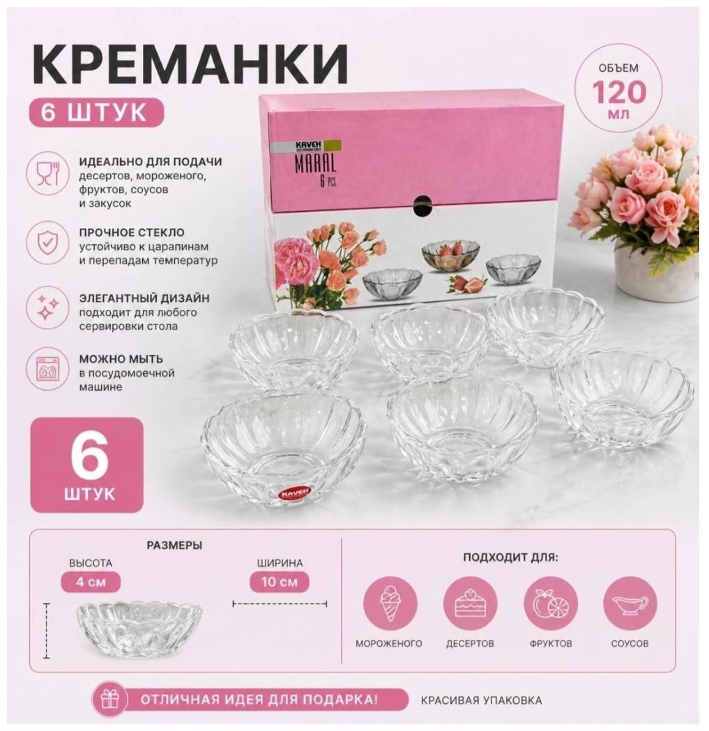 KAVEH розетка 747 круглая 6 шт, стекло