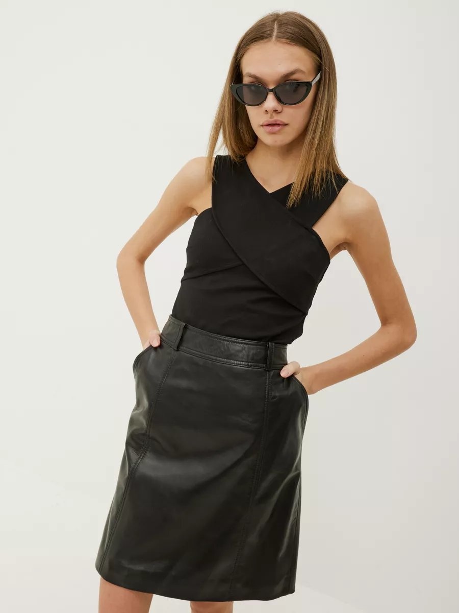 Кожаная юбка AMARINO Fashion черный