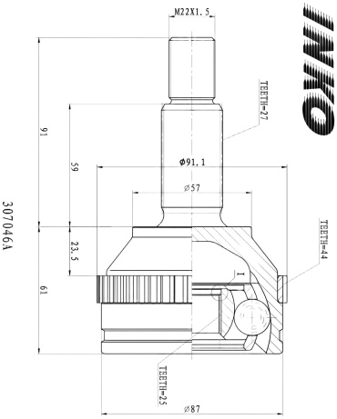 INKO шрус наружный 307046A