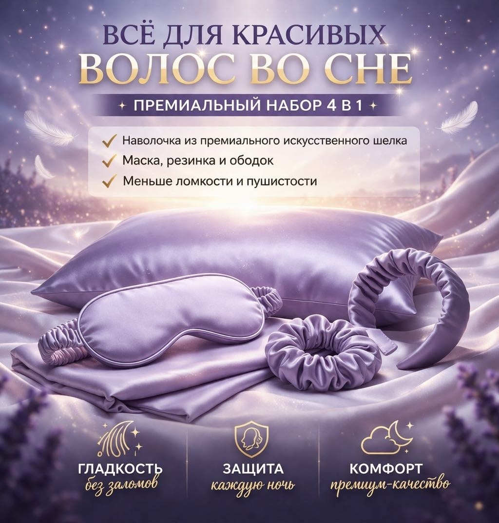 Набор для сна искусственный шёлк 4 шт