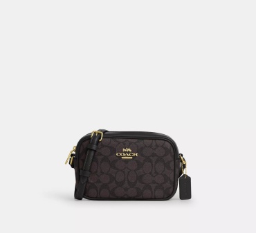 Сумка кросс-боди Coach натуральная кожа, канвас коричневый