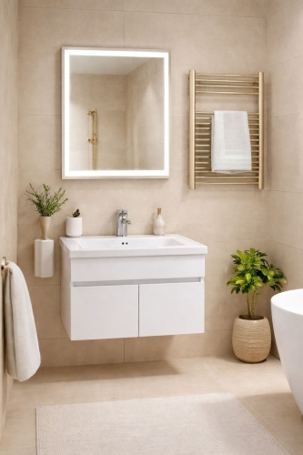 Тумба с раковиной Айсберг Stella 70 Промо без ящика DP2633T, 68x50x45.4 см, белый