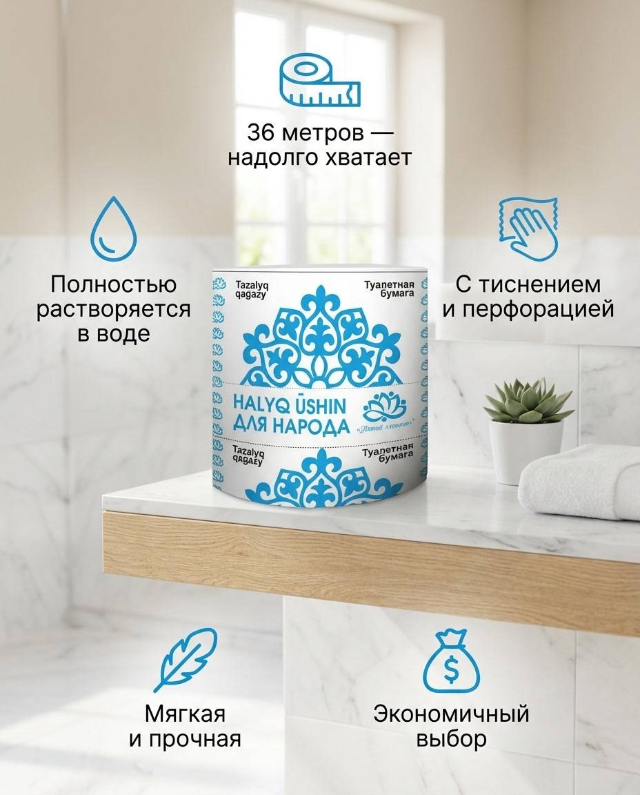 Пятый Элемент туалетная бумага 1-слойный 24 шт, макулатура