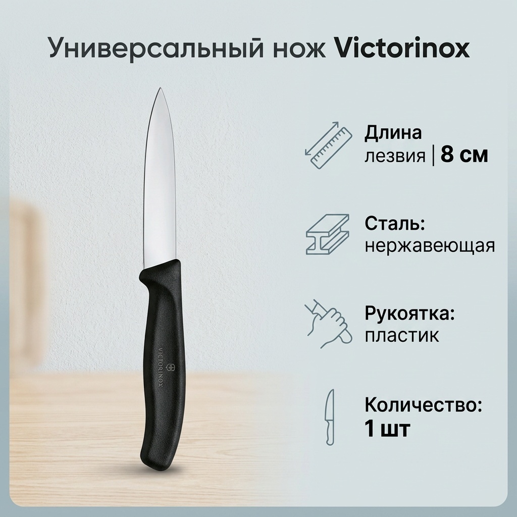 Нож универсальный Victorinox, лезвие: нержавеющая сталь 1 шт