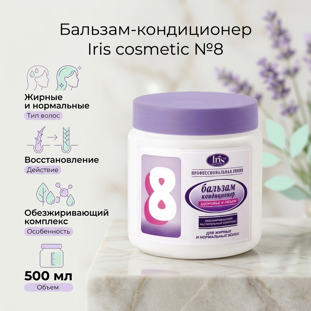 Iris cosmetic №8 с обезжиривающим растительным комплексом бальзам 500 мл