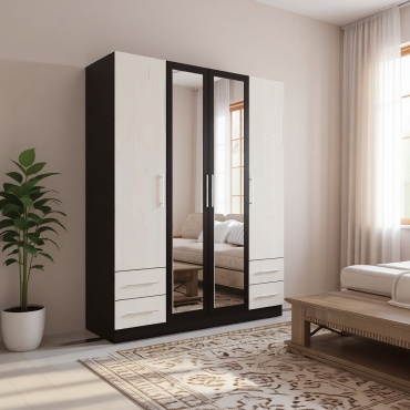 Распашной шкаф Grand Miks Атлант 4Д, 160x215х50 см, бежевый, темно-коричневый