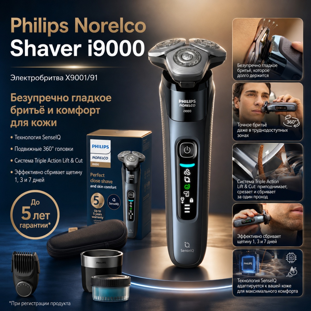 Электробритва Philips Norelco Shaver i9000 X9001/91 роторная