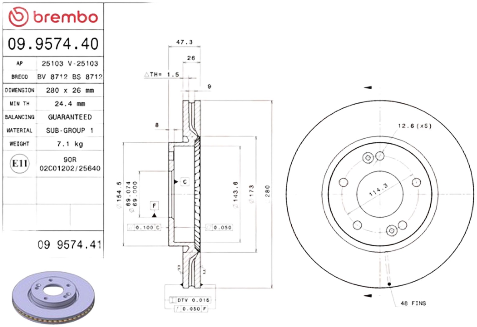 Диски Brembo передние 09957440