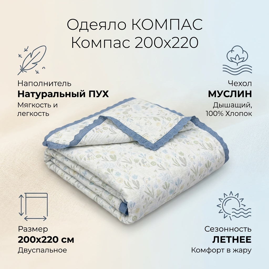 Одеяло КОМПАС Летнее 200x220 летнее