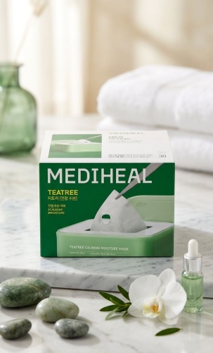 Маска для лица Mediheal тканевая Набор успокаивающих тканевых масок (30) Teatree Calming Moisture Derma 365 Mask 350 мл