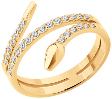 Diamant Змея Красное 64380 размер 19 вес 3 г золото, фианит