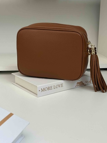 Сумка кросс-боди Genuine Leather натуральная кожа карамельный