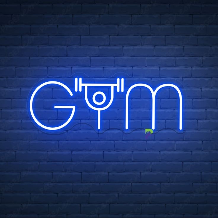 Неоновая вывеска настольный GYM, синий