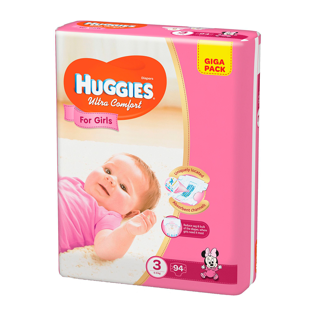 Купить Huggies Ultra Comfort Giga 3 Girl 5-9 кг 94 шт в кредит в Алматы ...