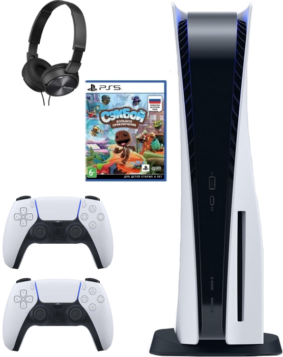 Купить Sony PlayStation 5 белый + наушники Sony MDR-ZX310AP + Сэкбой ...