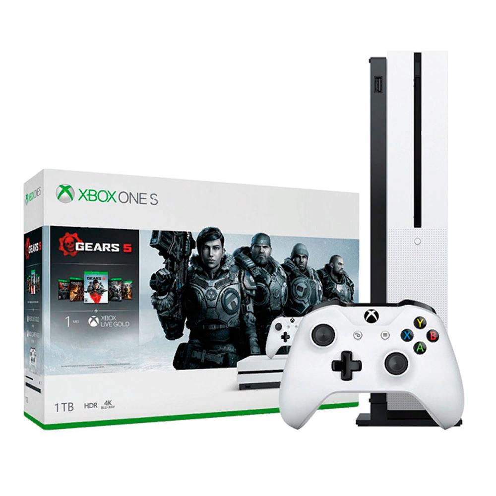 Купить Microsoft Xbox One S 1Tb белый + GEARS 5, 4, 3, 2 + Gears of War ...