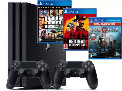 Купить Sony Playstation 4 Pro 1Tb черный + GTA V + Red Dead Redemption ...