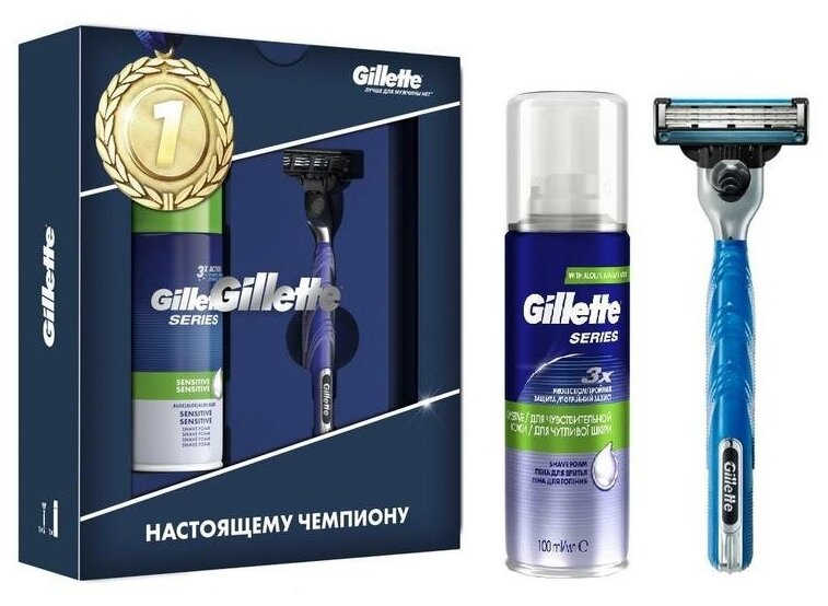 Купить Gillette набор для мужчин пена для бритья 100 мл бритва в кредит ...