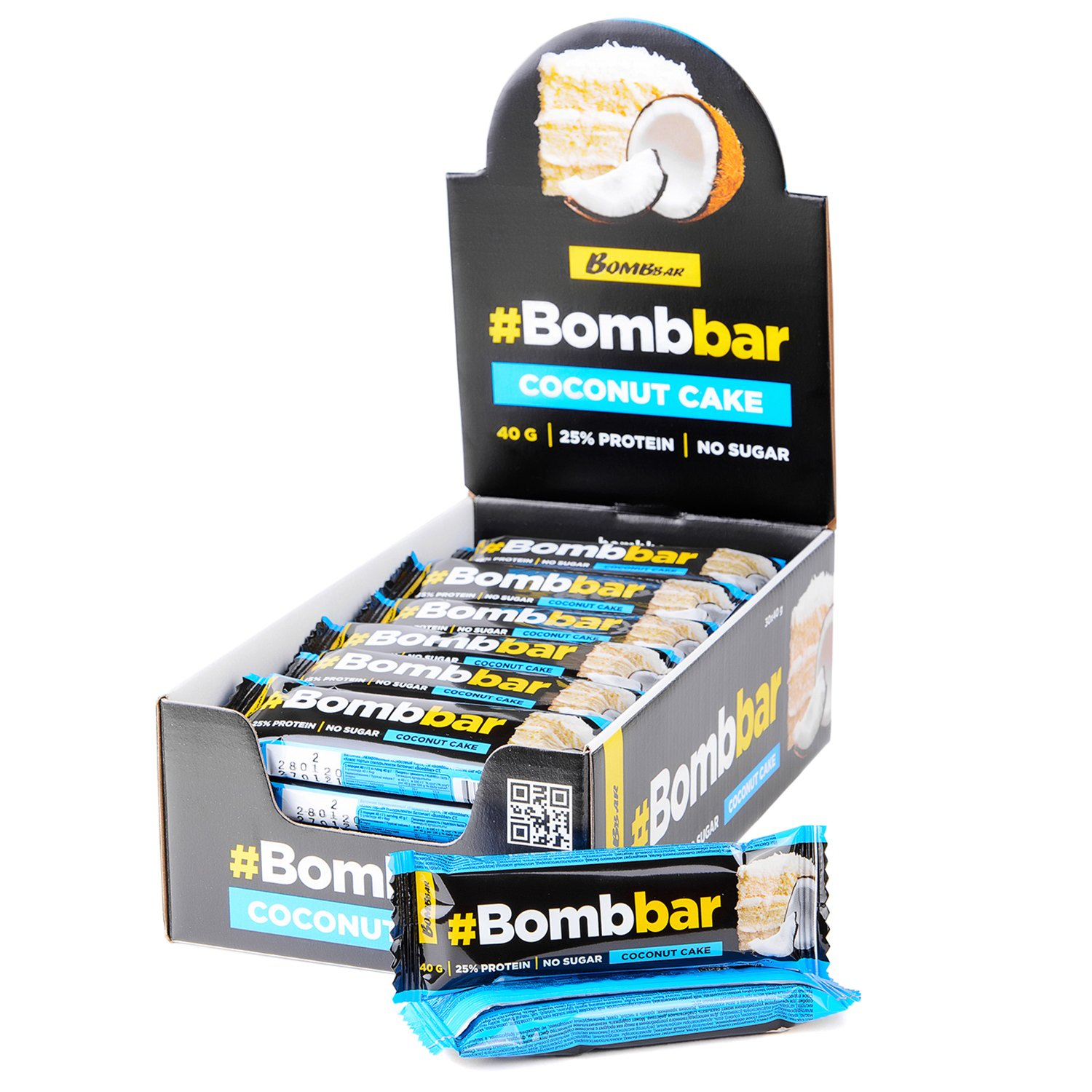 Купить BombBar батончик протеиновый Кокосовое пирожное 30*40 г в кредит .