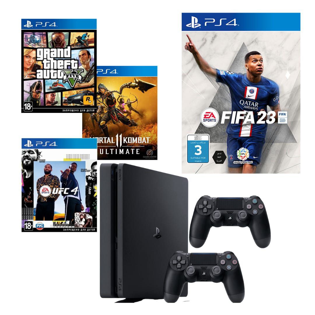 Купить Sony PlayStation 4 + геймпад + FIFA23 + GTA5 + UFC4 + Mortal ...