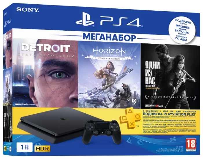 Купить Sony PlayStation 4 Slim 1TB черный+ Detroit + Horizon Zero Dawn ...
