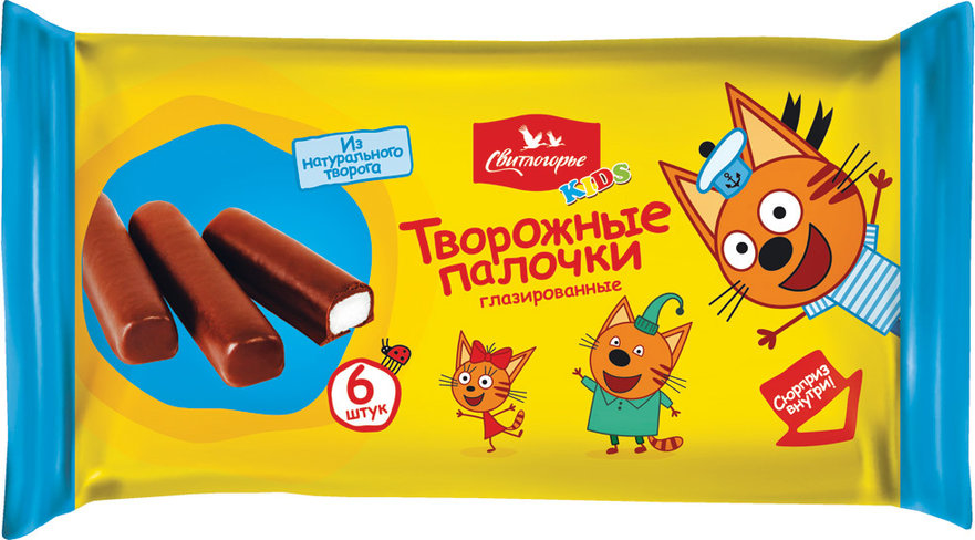 Купить Свитлогорье Kids Три кота Творожные палочки глазированные с ...
