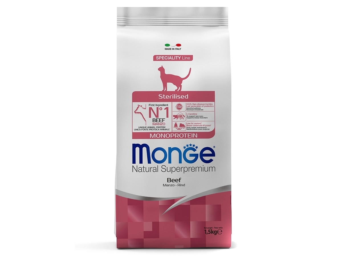 Купить Monge Cat Monoprotein Sterilised Beef с говядиной 1.5 кг в ...