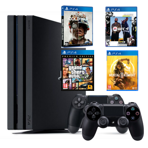 Купить Sony Playstation 4 Pro 1Tb черный + GTA V +MK 11 + Call of Duty ...