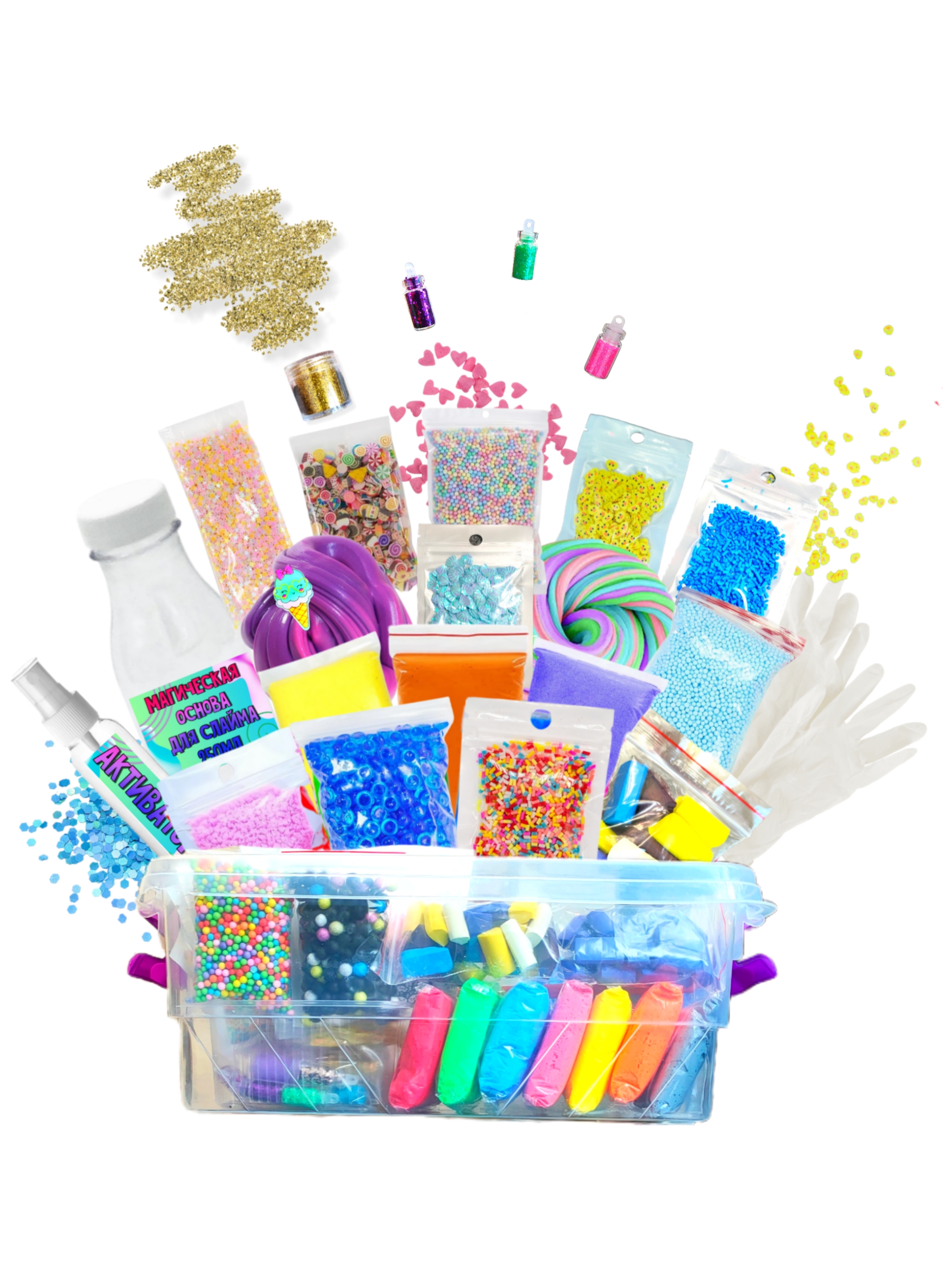 Купить AngelOK Toys Большой набор СЛАЙМы антистресс 40+ предметов в ...