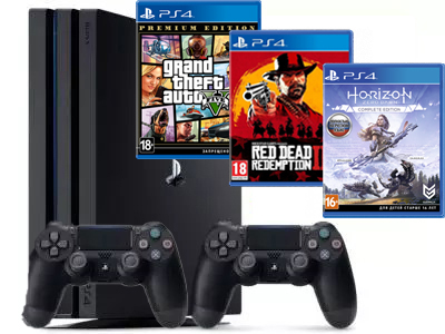 Купить Sony Playstation 4 Pro 1Tb черный + GTA V + Red Dead Redemption ...