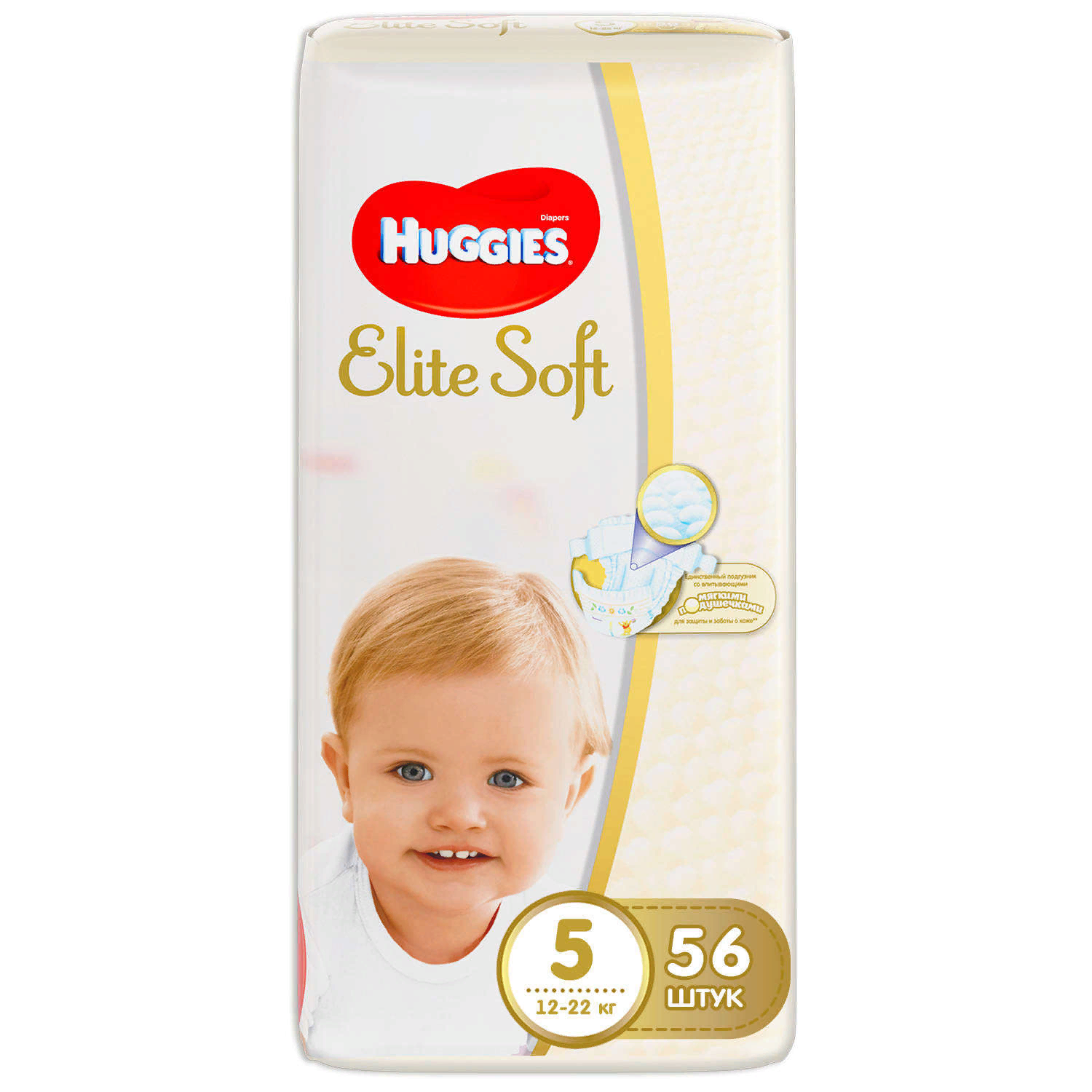 Купить Huggies подгузники 12-22 кг, 56 шт, Elite Soft 5 в кредит в ...