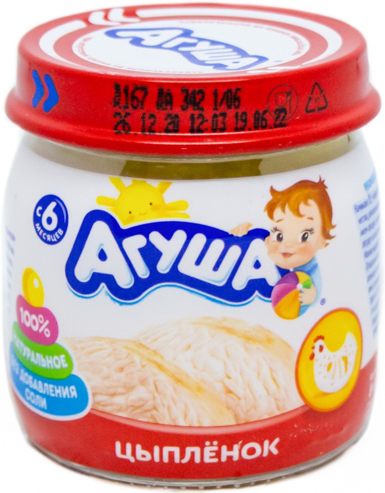 АГУША ПЮРЕ МЯСНОЕ 80г ЦЫПЛЕНОК 6МЕС.+