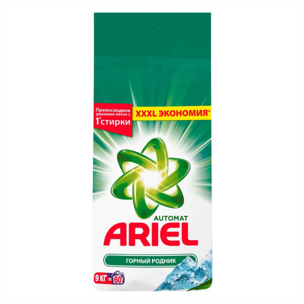 Купить Ariel Горный родник Автомат 9 кг в кредит в Алматы – Kaspi Магазин